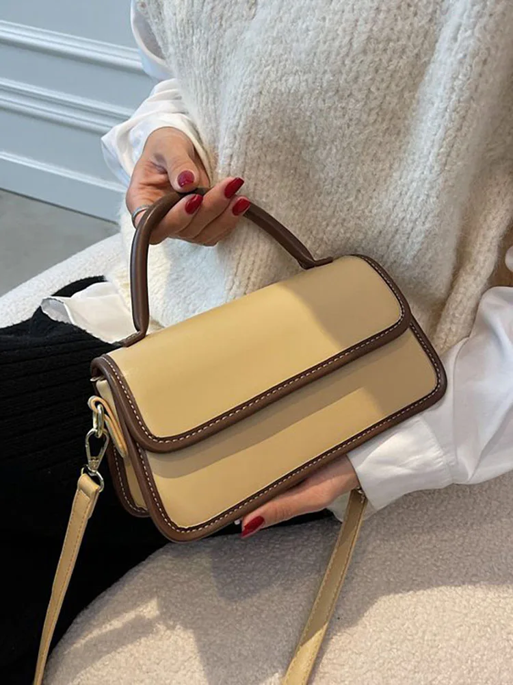 

Trend Contrast Women's Bag Top Handle Luxury Design Handbags for Women Shoulder Bags Crossbody Female Fashion New Pu Leather