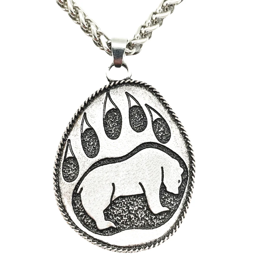 

Nostalgia Viking Bear Paw Print Amulet Slavic Veles Bear Pendant For Men Woman Jewelry Making Pagan Talisman Necklace