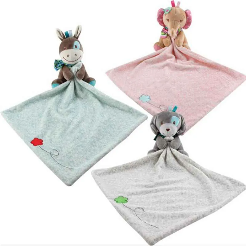 

30*30cm Cute artoon Elephant puppy Soothing Towel Baby Toy Soft Cloth Baby Bedtime Sleep Blanket Toy Kids Birthday Gift