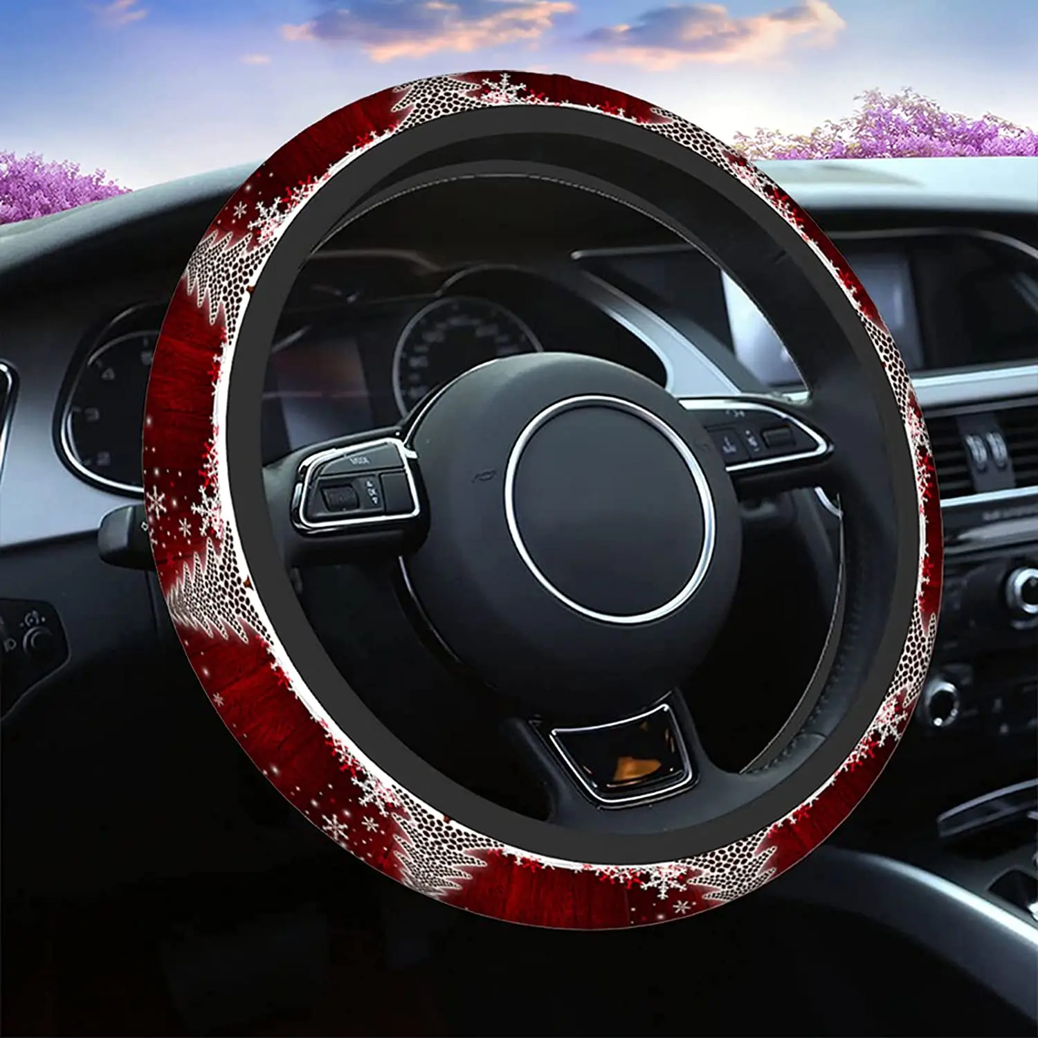 

Рождественская елка, зимняя Снежинка, Рождественская елка, безопасное вождение, защита от скольжения руля, 15 дюймов