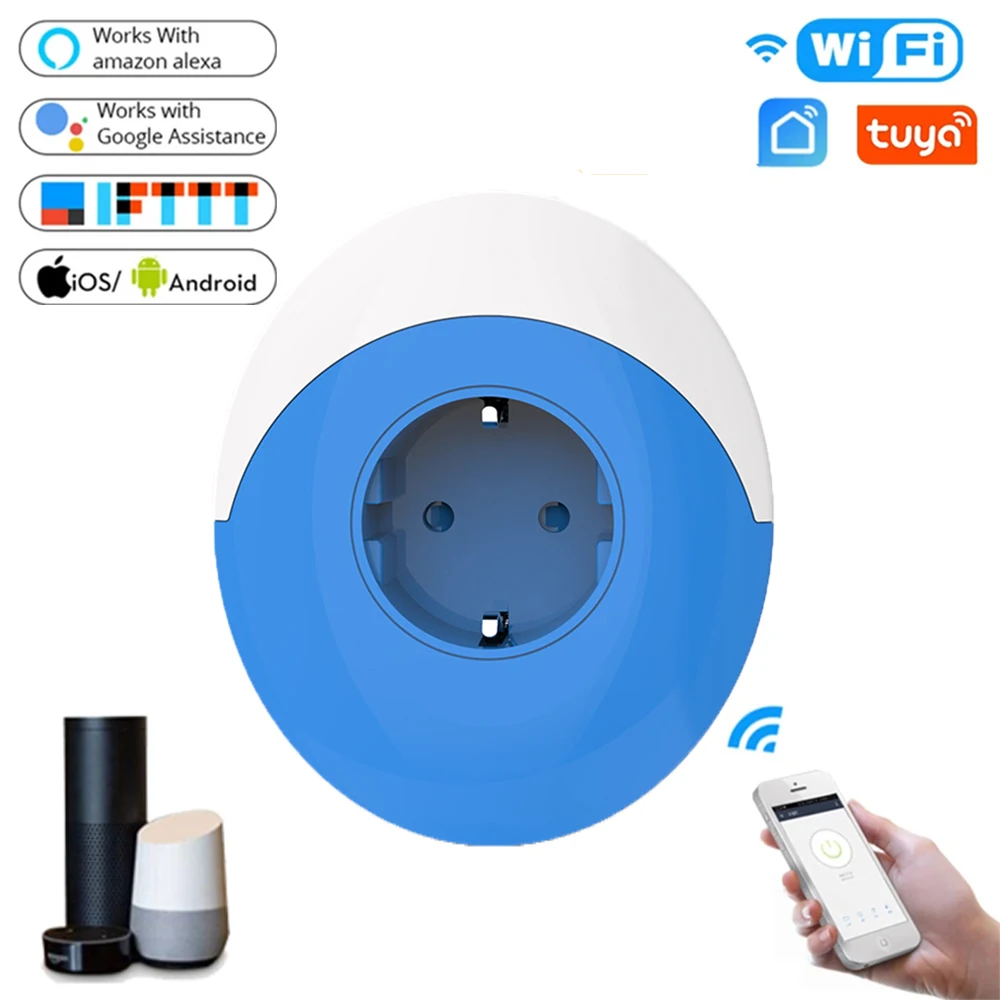 

EU FR Standard Tuya WiFi Smart Night Light Socket AC100-240V 16A Plug RGB LED Light APP Control Voice Support Alexa Google Home