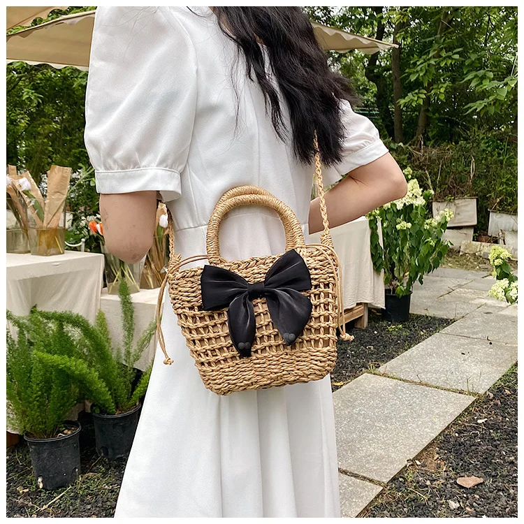 Женская соломенная сумка ручной работы маленькие летние пляжные сумки через