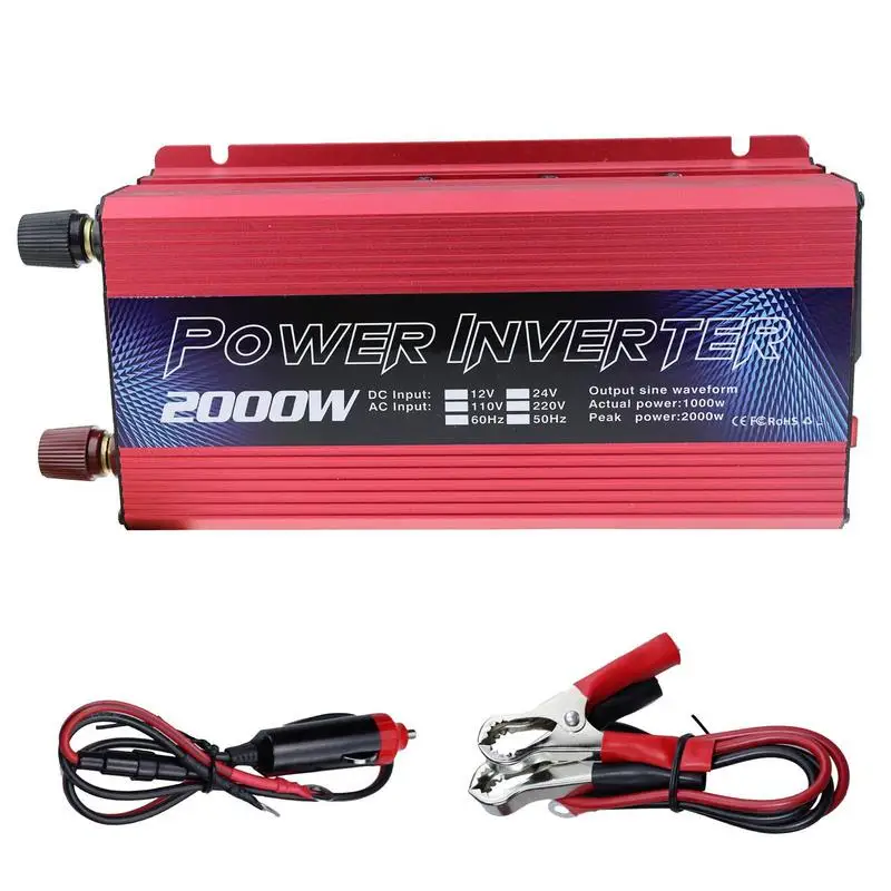 

Power Inverter For Car 2000W Durable And Sturdy Pure Sine Waves Power Inverter Power Saver Adapter For Charging Laptops Tablet