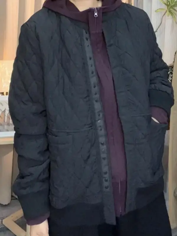 Однобортная одежда для мам среднего возраста в стиле ретро с ромбовидной клеткой