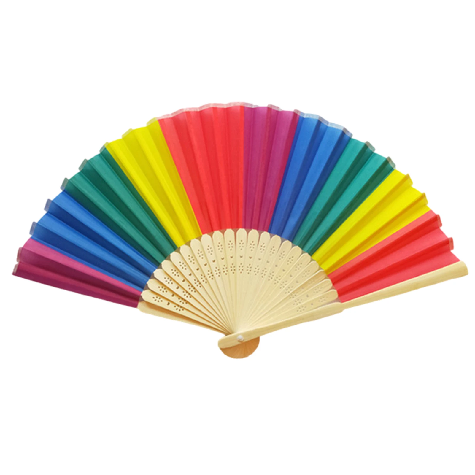

Веер ручной складной Радужный, декоративное украшение для женщин, яркий веер из китайского бамбука