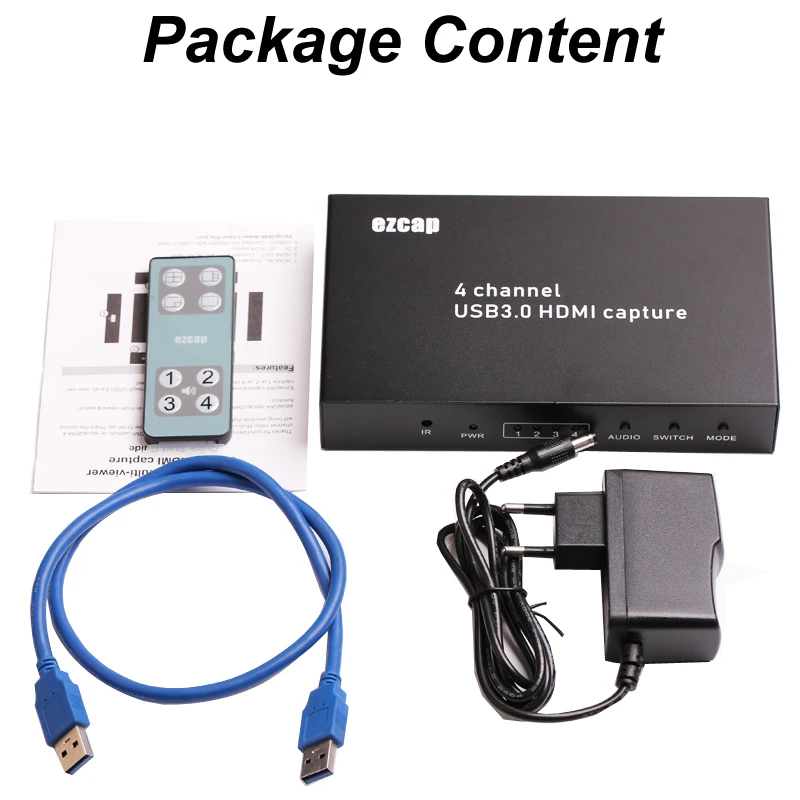 Ezcap264 4x1 HDMI Multi-Viewer 4-канальный переключатель HD 1080P 60fps USB 3.0 Карта видеозахвата Коробка для записи игр ПК Прямая трансляция (art.: 3920cd358511f) - 3920cd358511f