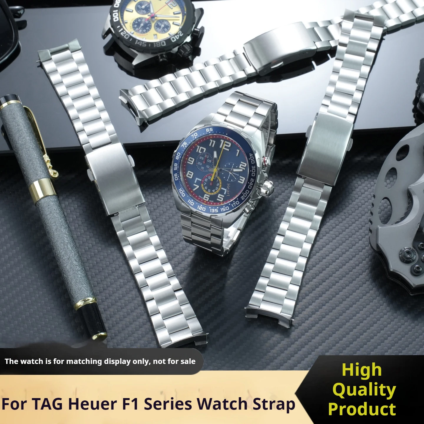 Фото Для часов TAG Heuer F1 Series CAZ1010 CAZ1011, ремешок из нержавеющей стали CAZ101AB/AN/AC, металлический браслет, изогнутая цепочка для часов, 22 мм, мужской. №1