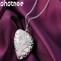 925 sterling silver 16 30 inch chain aaa zircon hollow heart pendant necklace for women engagement wedding fashion charm jewelry