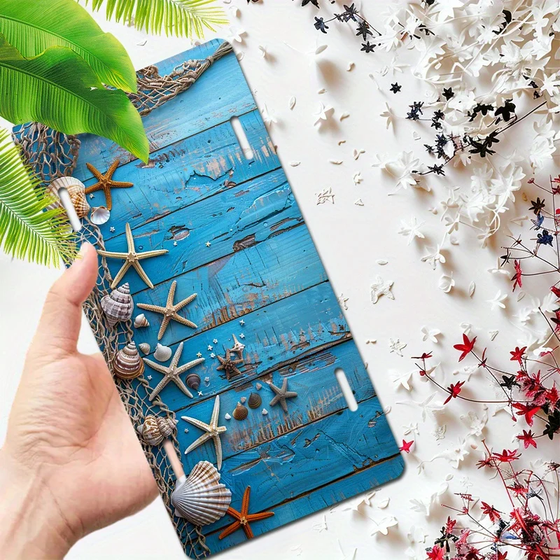 Алюминиевая крышка номерного знака с рисунком ракушки — 6X12 дюймов | Прочный