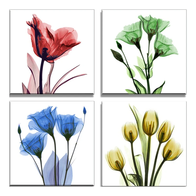 

4 Pcs Flower DIY Full Round Drill Diamond Painting Cross Stitch Craft Kits Art Home Wall Decoration Children Gifts