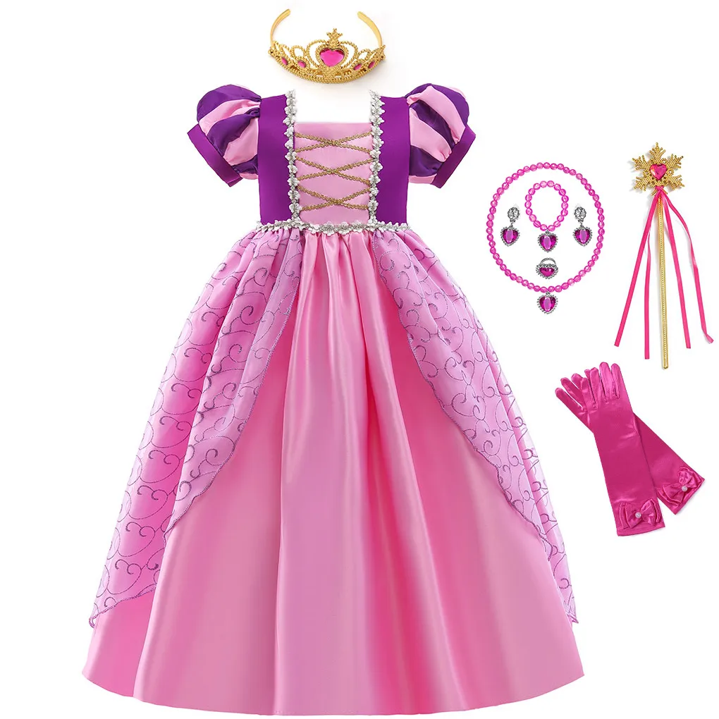 

Girls Rapunzel Princess Ball Gown Children's Party Halloween Cosplay Costume Christmas Kids Party Dress
