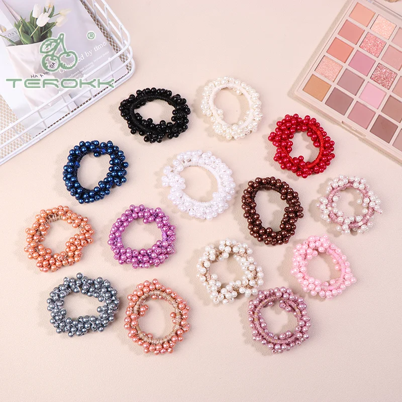 Резинки для волос с жемчугом девочек роскошные большие элегантные Завязки