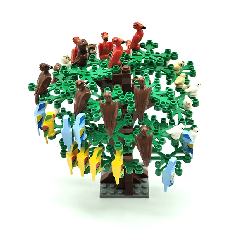 

The Hundred Birds Returning To The Nest Scene MOC Plant Building Blocks Pine Tree Bricks Kit Bird's Nest Pigeon Owl Eagle Parrot