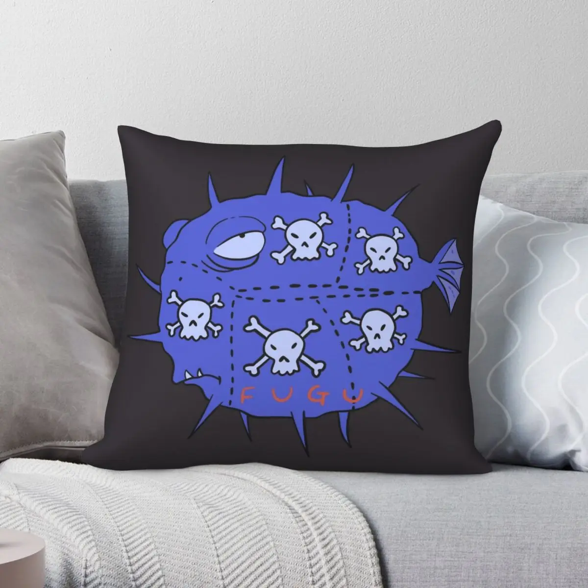 

FUGU Pillowcase Polyester Linen Velvet Pattern Zip Decor Throw Pillow Case Sofa Cushion Case