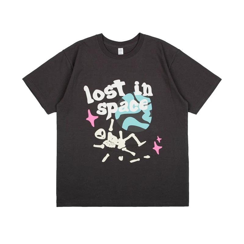 

Футболка мужская с круглым вырезом, хлопковая рубашка оверсайз с короткими рукавами, с принтом черепа и надписи, в стиле High Street, Свободный То...