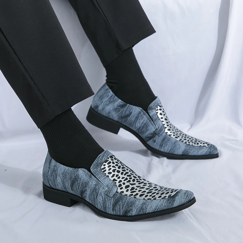 Лоферы мужские с заостренным носком искусственная кожа низкий каблук