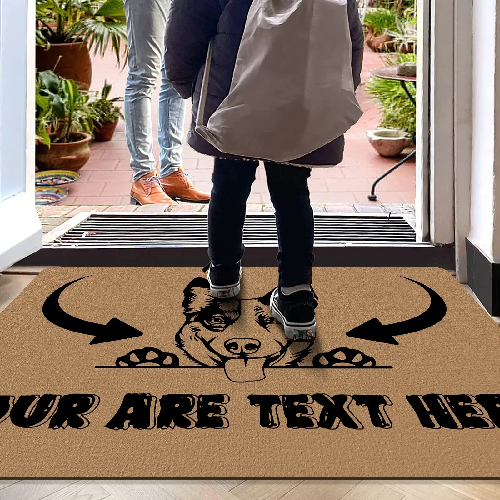 Персонализированный коврик для приветствия собаки с именем логотипа фото