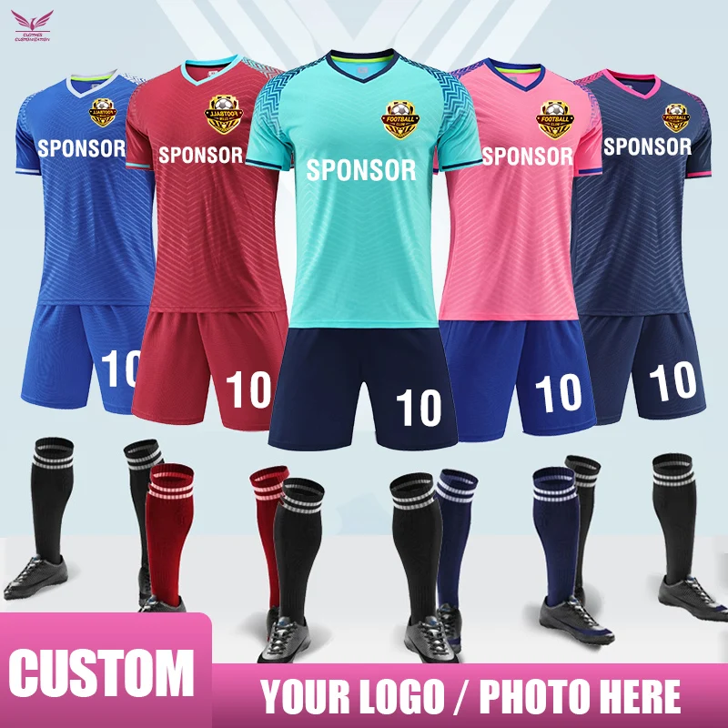 

custom logo Soccer jersey set men football uniform Personality customization Kids football sets futbol adult Big Size tracksuit