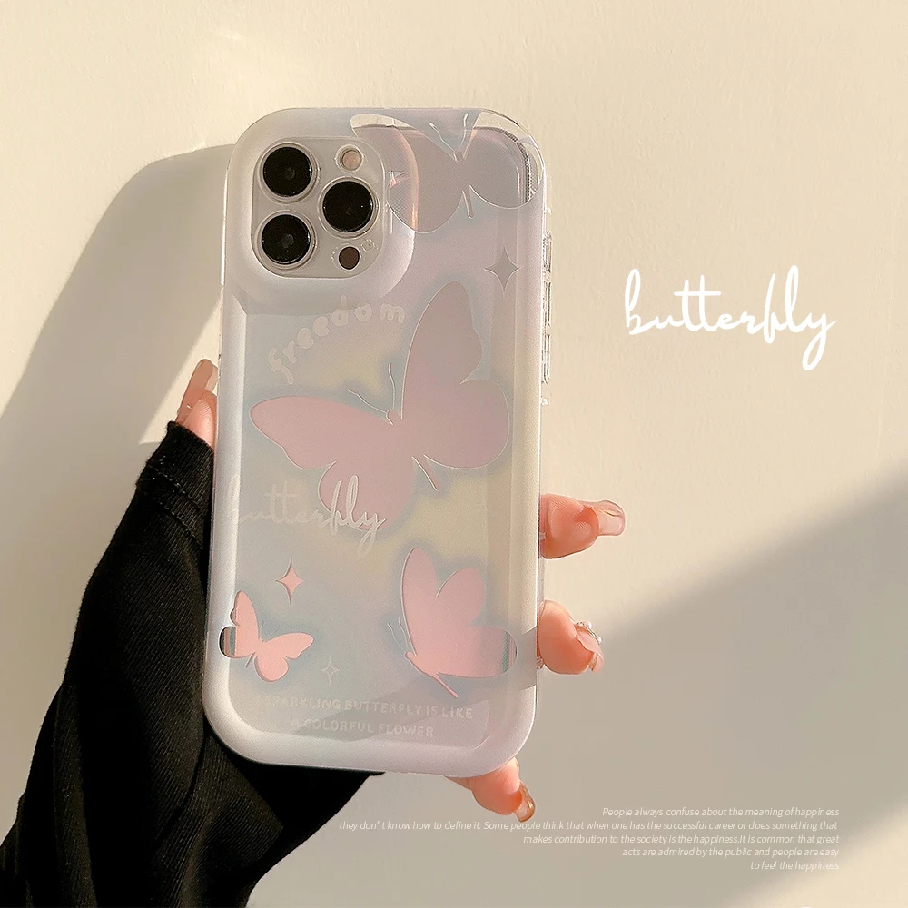 

Luxury Laser Butterfly Phone Case For iPhone 14 13 11 12 Pro Max Silicone Soft Shockproof Cover