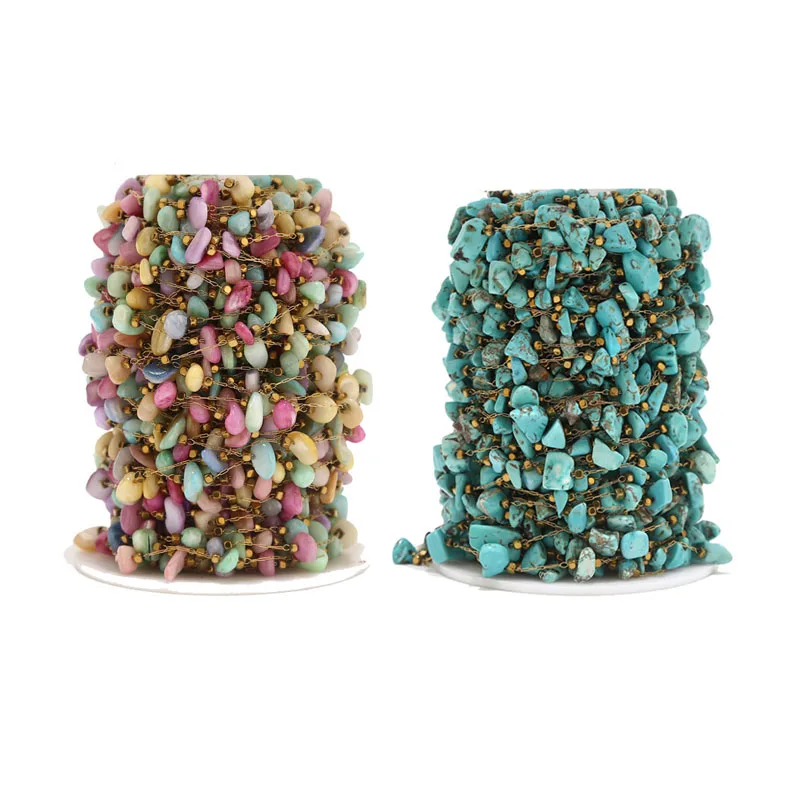 1M Handmade Stainless Steel Irregular Natural Stone Beading Chains Clip Bead Chain for DIY Jewelry Making Findings - купить по