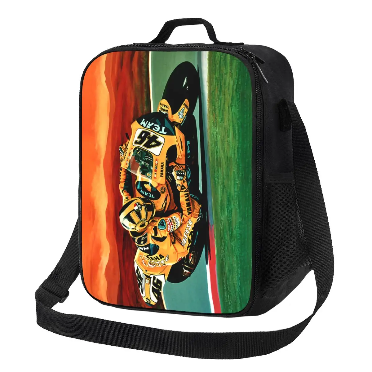 

Термоизолированная сумка для ланча для женщин, Женский многоразовый тоут для работы, школы, путешествий, коробка для еды, гоночный мотоцикл Росси