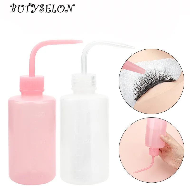 250/500ml Eyelash Extension Flush Bottle Clean Wash Squeeze Elbow Bottle for Eyebrow Remover Skin Care Lash Shampoo Makeup Tool