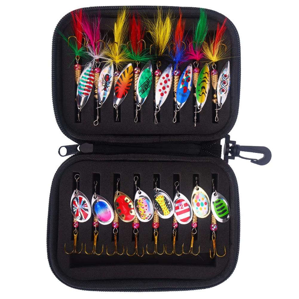 

Durable and Practical 16pcs Colorful Metal Baits with Hooks Fishing Spoons Lure Spinner Kit for Higher Hookup Ratio