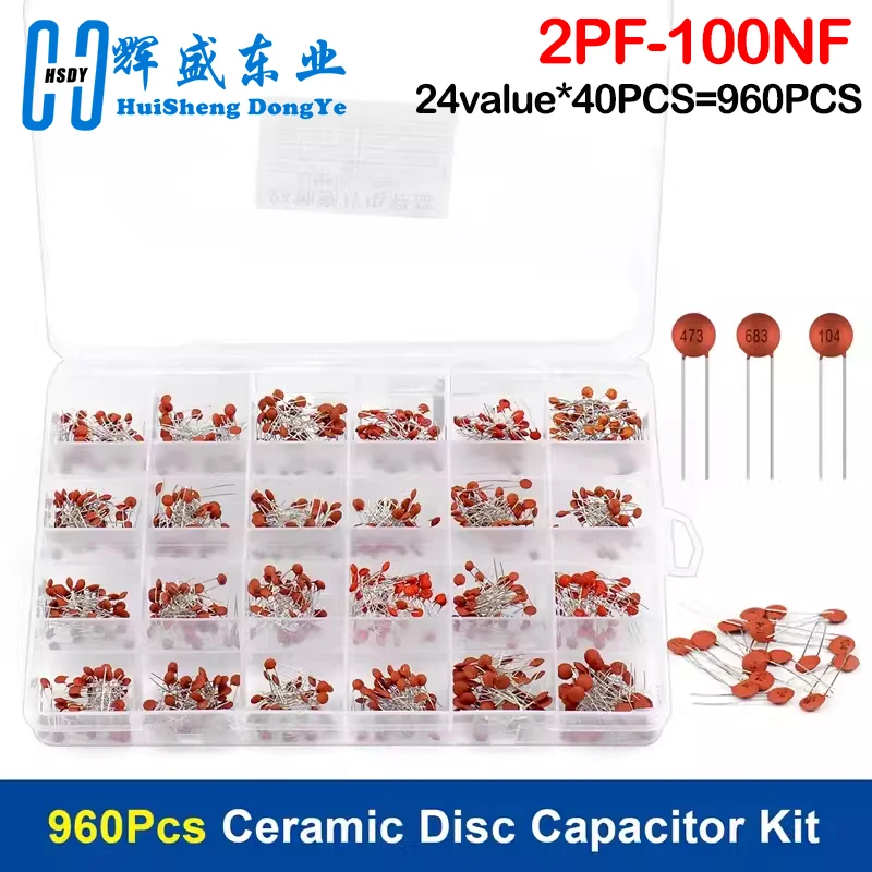 Набор керамических конденсаторов 960 шт. 2 пФ-0 1 мкФ 24 типа конденсаторы для