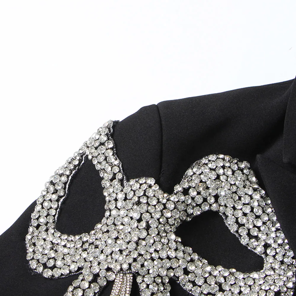 Блейзер BPN женский однобортный со стразами повседневный приталенный двубортный