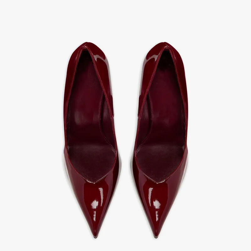 2023 New Style Strange Heels Women's Sandals Solid Color Pointed Toe High Heels Female Shoes Patent leather Shallow Ladies Pumps
