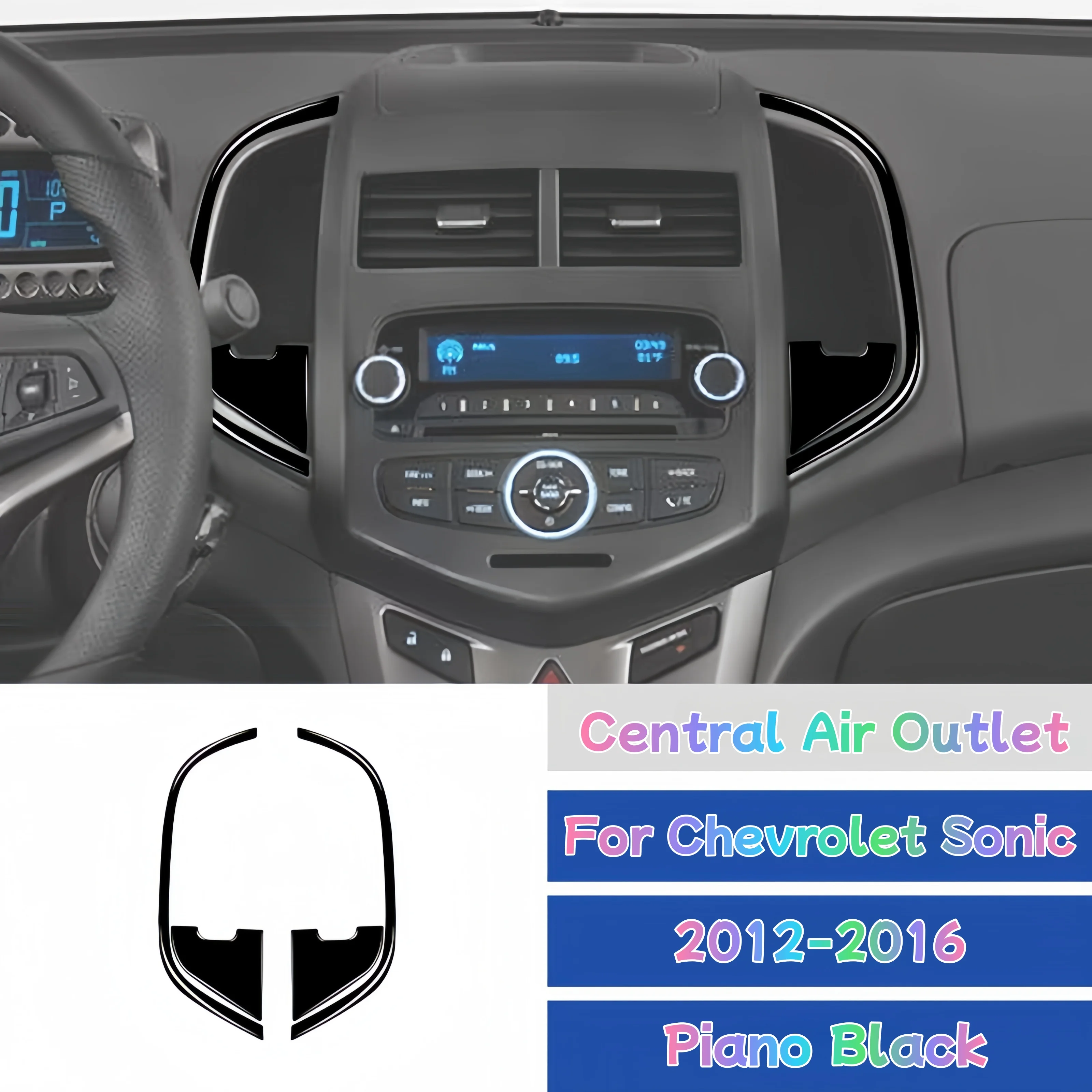 

Для Chevrolet Sonic 2012-2016 пианино, Черный Автомобильный интерьер, центральное управление, воздушный выход, декоративная крышка, отделка, наклейка, автомобильные аксессуары