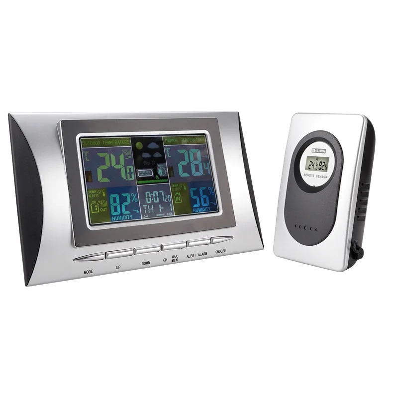 

Creative Table Clock Wireless Weather Station Clock Digital Thermometer Barometer Hygrometer Color Led Screen Display Home Decor
