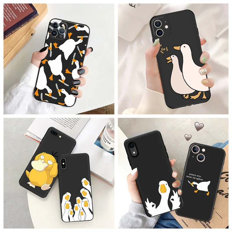 Силиконовые черные чехлы для телефонов iphone 16 Pro Max 7 8 14 15 Plus SE XR 11 12 13 Mini 15Pro милый