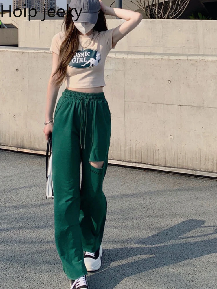 

Hoip Jeeky 2022 Summer Sports Suits Women High Waist Wide-Leg Pants ＋ Printed Short Sleeve Shirt Leisure Fitness Exercise Casual