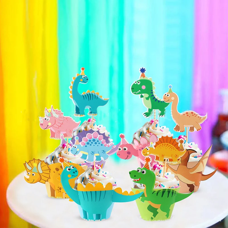 

Dinosaur Caketopper Cartoon Cute Dinosaur Birthday Party Cake Decor Jungle Safari Dino Roar Birthday Cake Topper Kids Favor