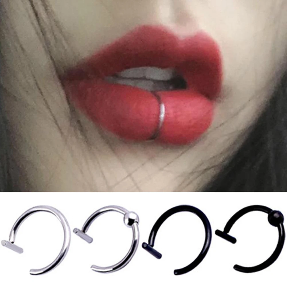 

1PC Women Lip Ring Piercing Fake Stainless Steel Nose Rings Septum Piercing Clip On Mouth Non Piercing Punk Cuff Hoop Earring