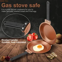 double side frying pan kitchen non stick frying pan with double sided flip design cook fried egg pancake pan for toasted bread