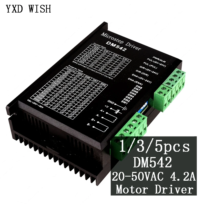 

Цифровой Драйвер для шагового двигателя DM542, 4,2 А, для 42, 57, 86 шаговых двигателей, контроллер NEMA17/23/34, может заменить TB6600, DM556