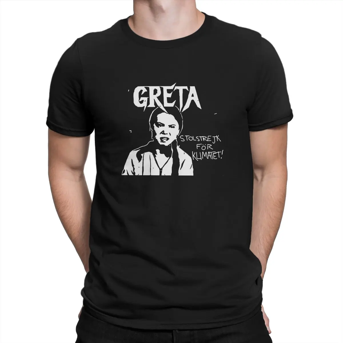 

Climate Strike Men T Shirts Greta Thunberg Swedish Environment-friendly Girl Vintage Tee Shirt Short Sleeve Round Collar T-Shirt