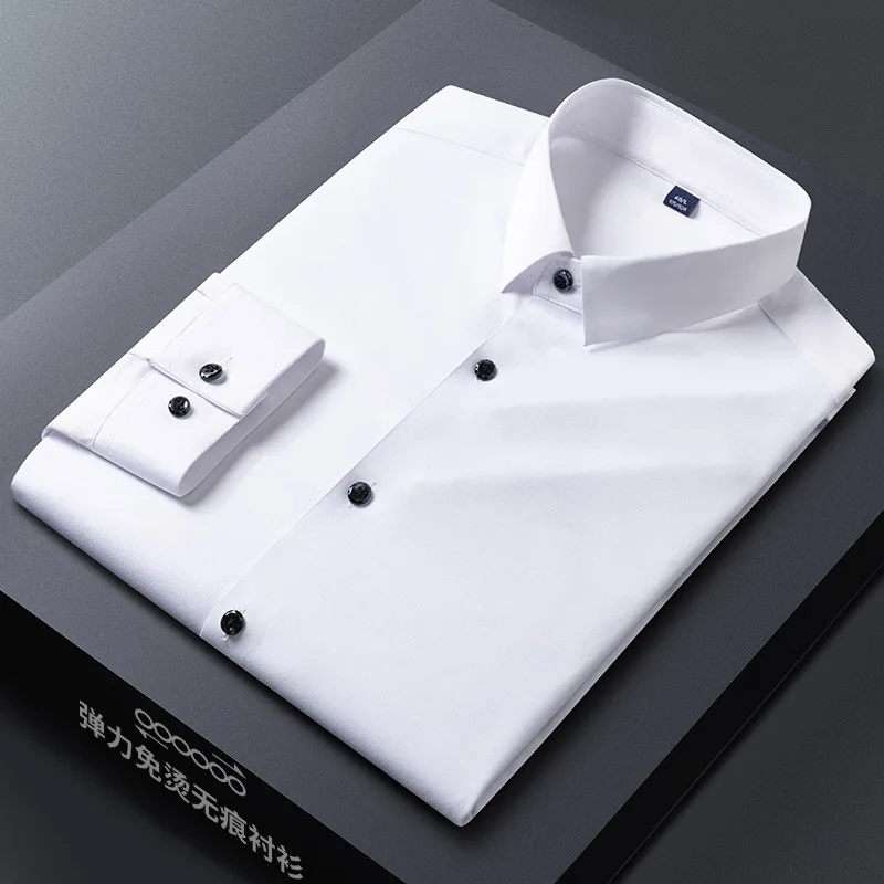 7XL Oversized Button Up Shirt Traceless Shirt Stretch Easy Ironing Silky Smooth Men Business Long Sleeve Shirt for Men