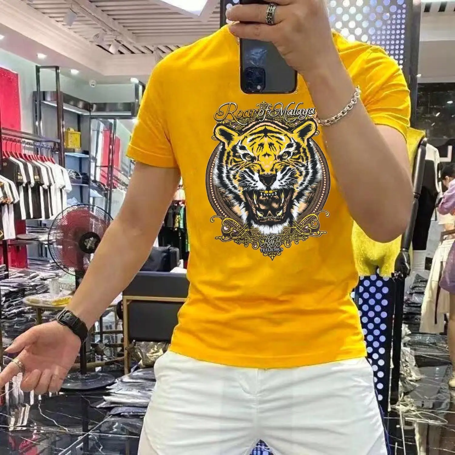 

T-Shirt Men Summer Short Sleeve Top Trendy Brand Large Size Loose Tiger Head Print Funny shirts