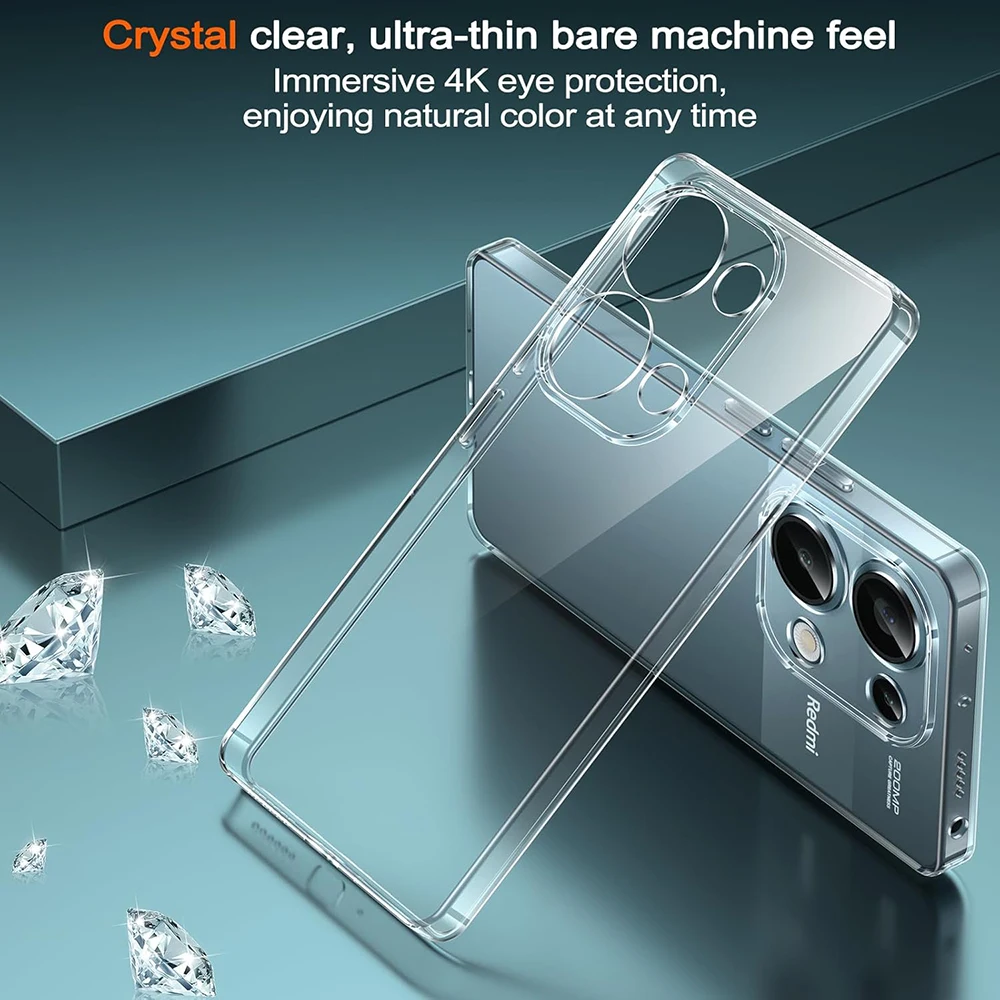 Ультратонкий силиконовый прозрачный мягкий чехол для Xiaomi Redmi Note 14 13 12 Pro Plus + 4G 5G