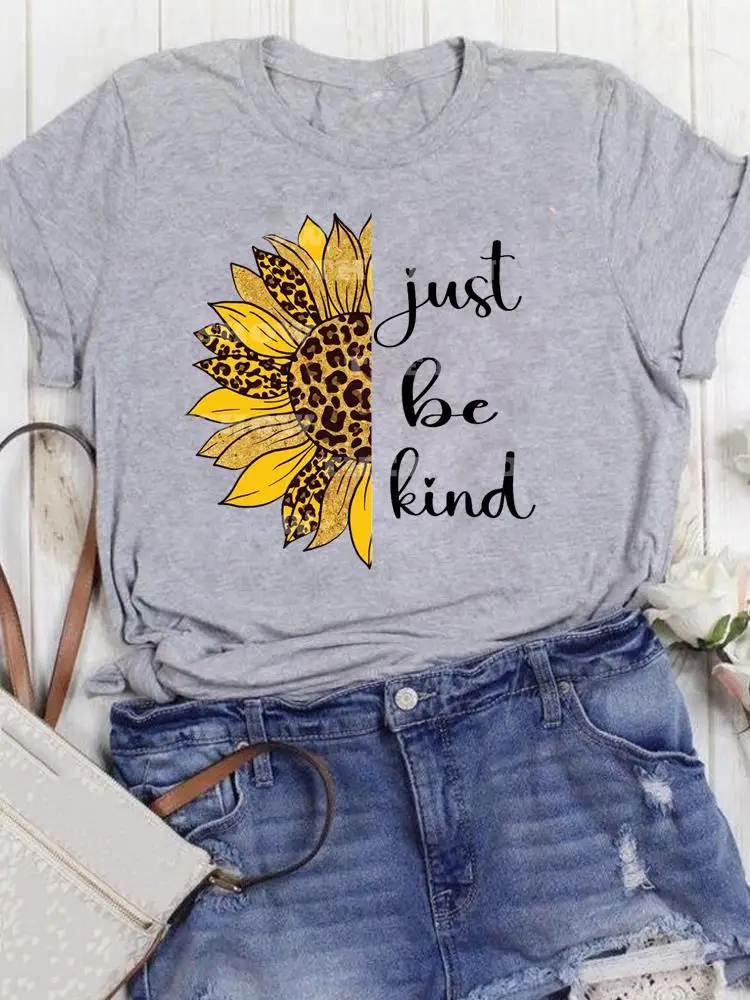 

Leopard Letter Flower Sweet 90s Women Female Summer Graphic Tee Fashion T Clothing Print Clothes Short Sleeve Casual T-shirts