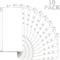 10pcs a7 binder pockets 6 holes budget cash envelopes clear zipper folders for 6 ring budget binder pocket folders pvc file bags