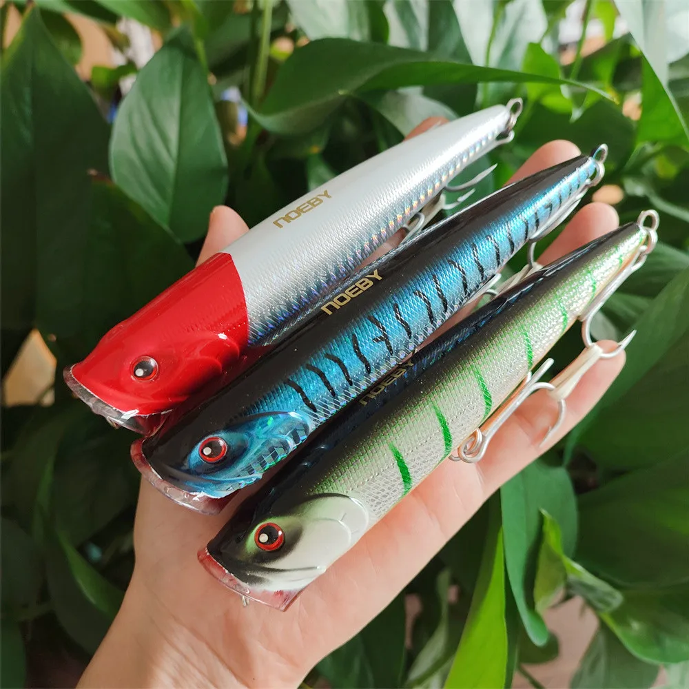 

NOEBY 3pcs 140mm 40g Popper Fishing Lures Topwater Wobblers Floating Artificial Hard Bait Sea Bass Pike Saltwater Fishing Tackle