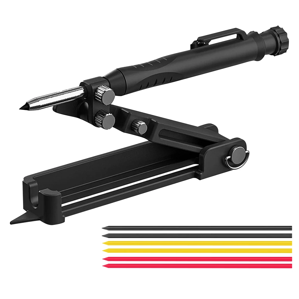 

Carpenter Aluminum Alloy Gauge Scribing Tool Marking Multi Function Measuring Construction Black DIY With Deep Hole Pencil