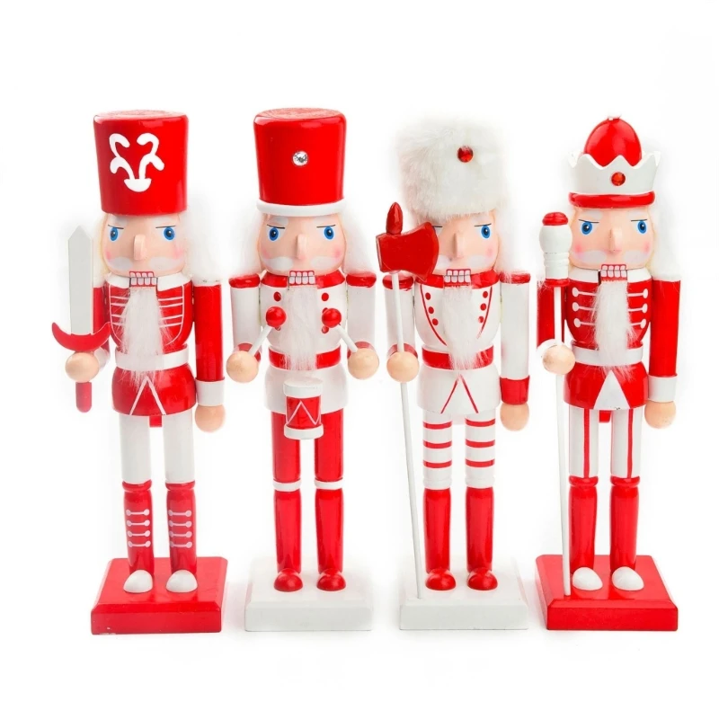 

38cm Christmas Wood Nutcrackers Soldier Ornament Wood Crafts Ornament for Festival Party Kitchen Decor Present