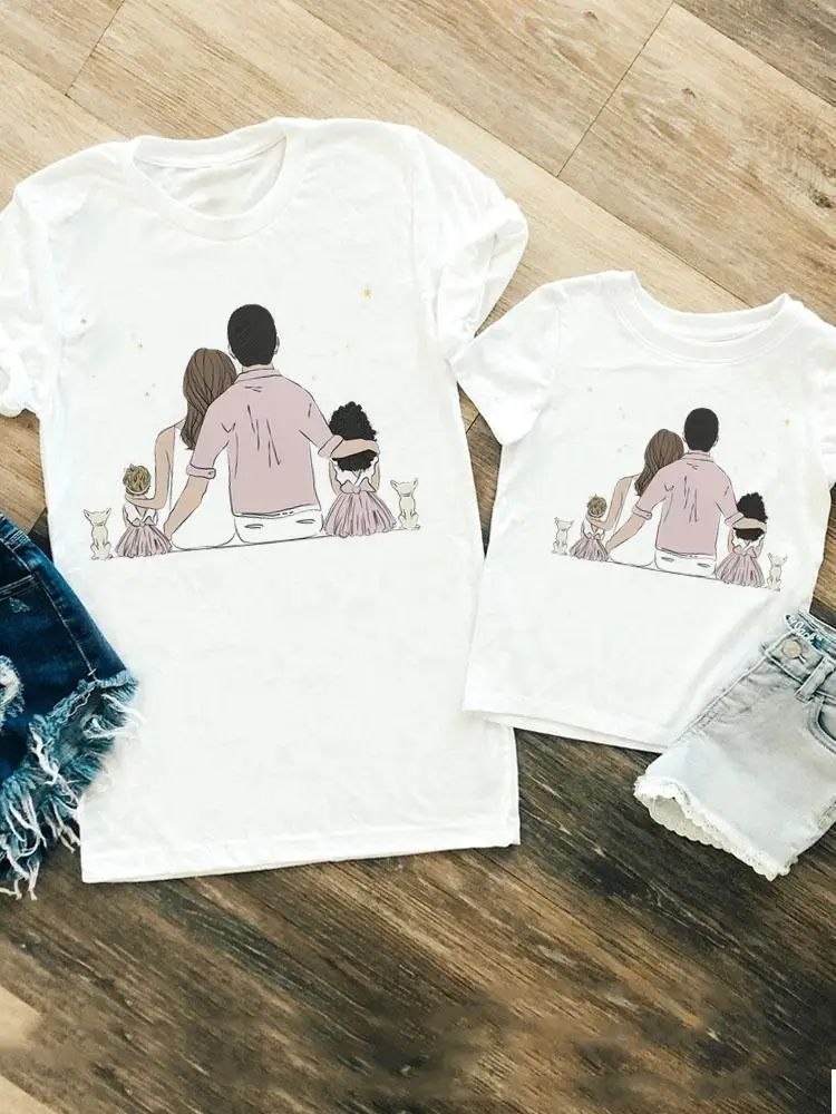 

90s Style New Lovely Family Matching Outfits Tee T-shirt Women Girls Boys Kid Child Summer Mom Mama Tshirt Clothes Clothing