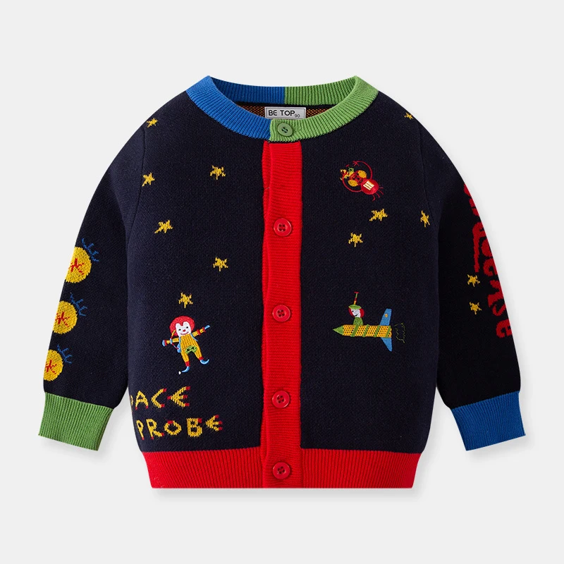 

Boys' knitwear Korean version autumn and winter children's sweater sweater baby warm cartoon cardigan children's clothing