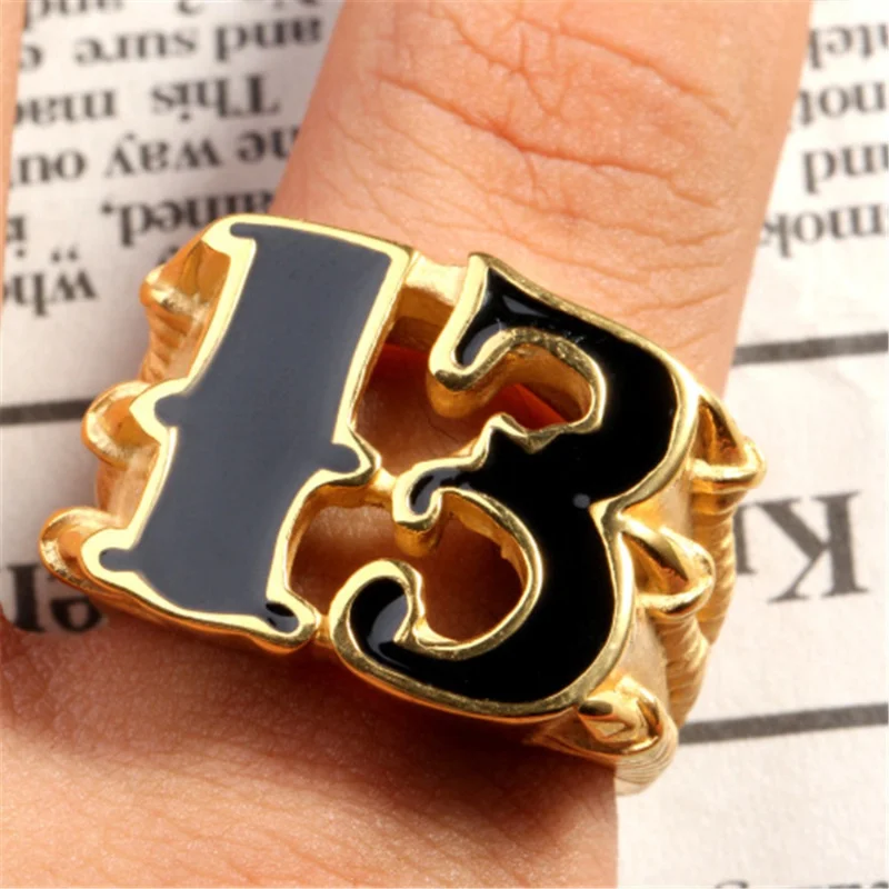 

Creative Fashion Creative Gold Plating Color Number "13" Domineering Men's Ring Male Black Party Casual Ring Jewelry